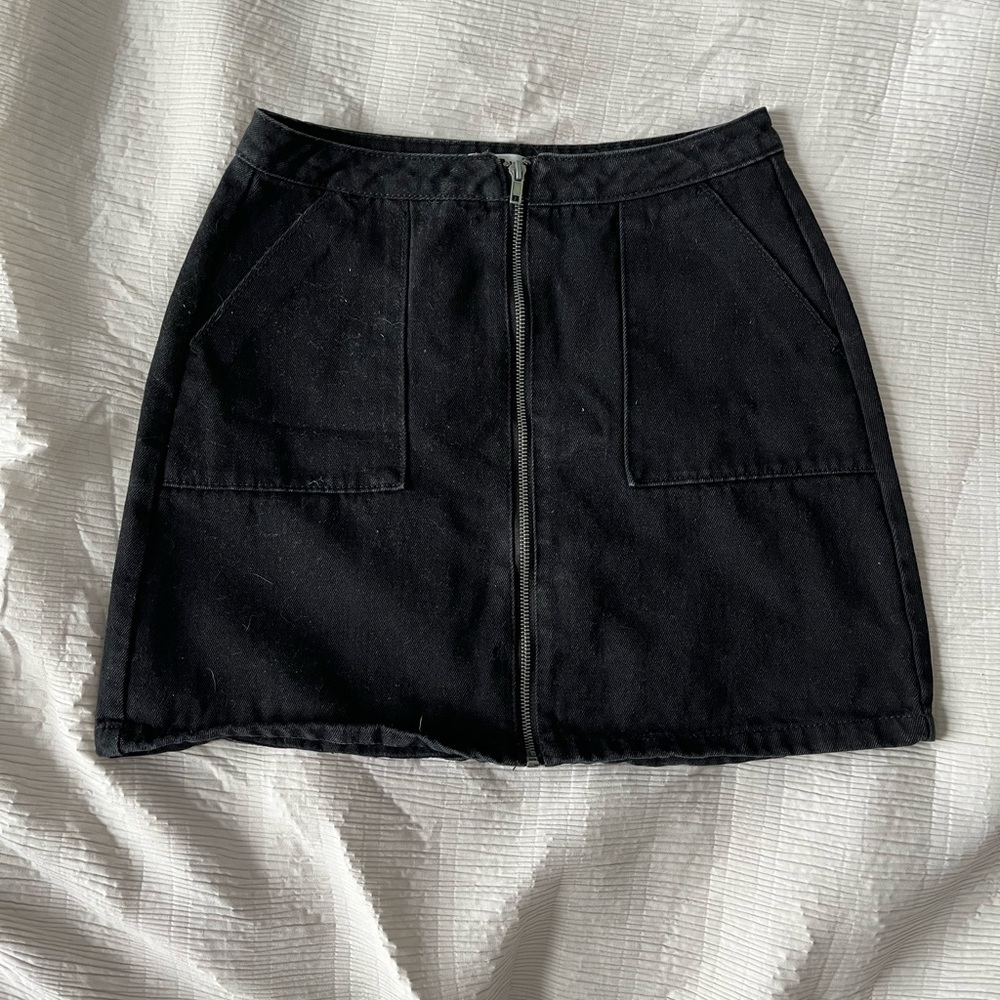 Refuge Black Jean Skirt